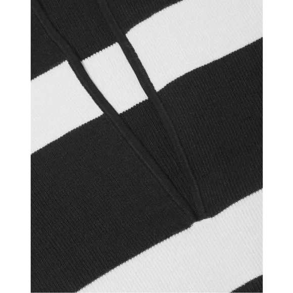 Toccin Bernadet Black/White Belted Striped Knit Midi-Dress Saks Fifth Avenue, L